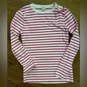 J. Crew Pink/White Striped Long Sleeve Tee